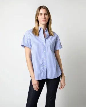 Agnes Shirt in Blue Bengal Stripe Poplin