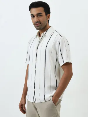 Ascot Off-White Striped Relaxed-Fit Shirt