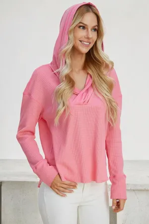 High-Low Dropped Shoulder Long Sleeve Hoodie