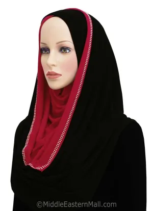 Jersey Hoodie Hijab 2-Tone Easy Instant Criss Cross Headscarf CLEARANCE