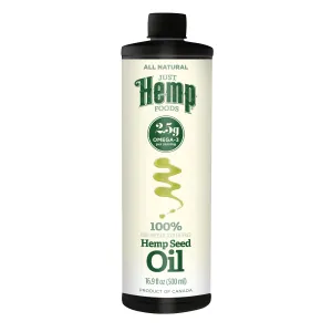 Just Hemp Foods All Natural Hemp Seed Oil, Cold Pressed, Cold Filtered, 12g of Omega 3 & 6 Per Serving, 16.9 Fl Oz