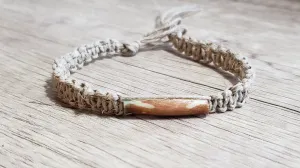 Natural Hemp 7" Bracelet with Carved Bone Focal