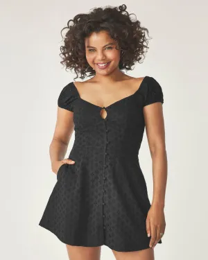 Over the Moon Capsleeve Eyelet Dress