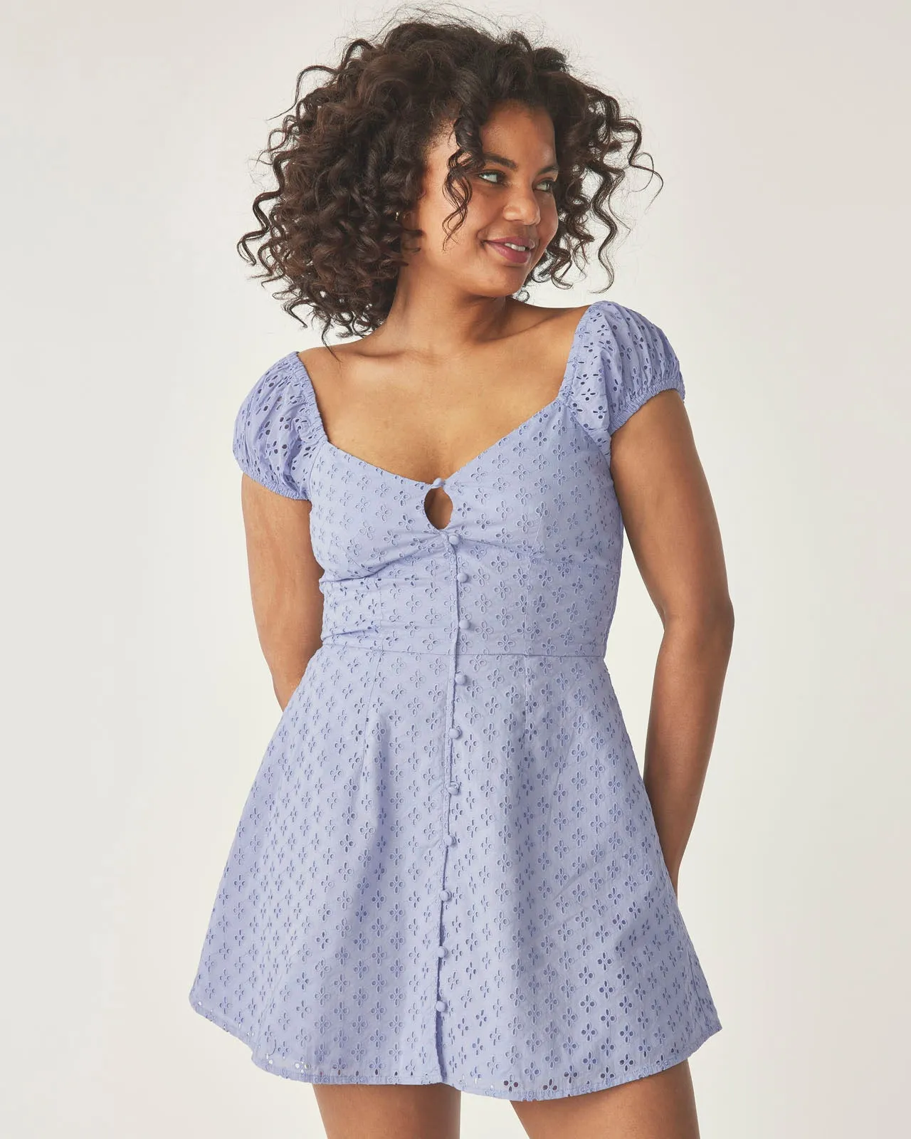 Over the Moon Capsleeve Eyelet Dress