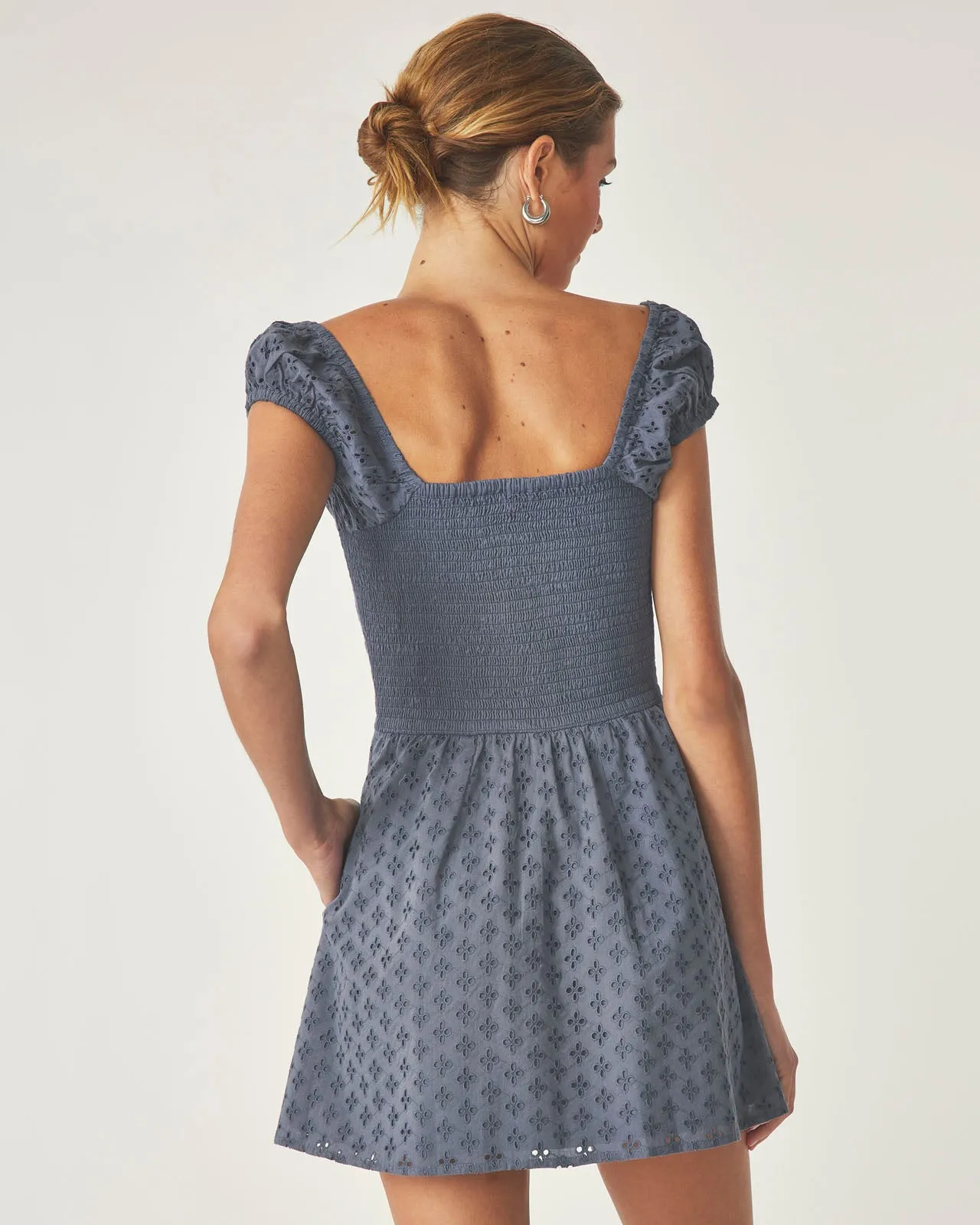 Over the Moon Capsleeve Eyelet Dress