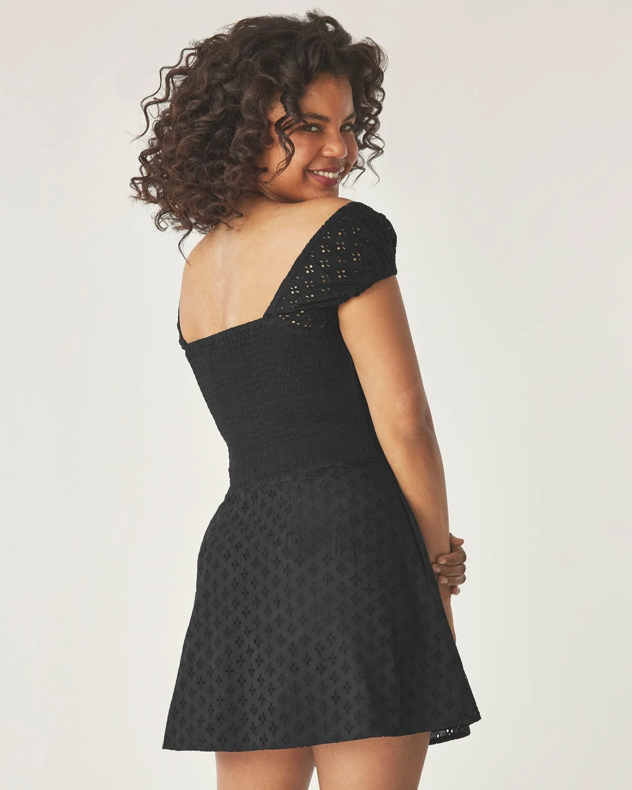 Over the Moon Capsleeve Eyelet Dress