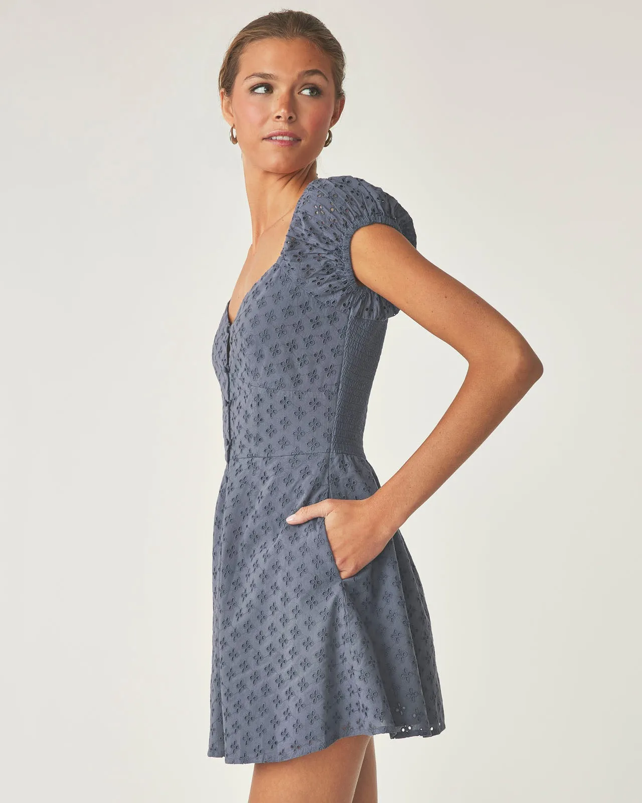 Over the Moon Capsleeve Eyelet Dress