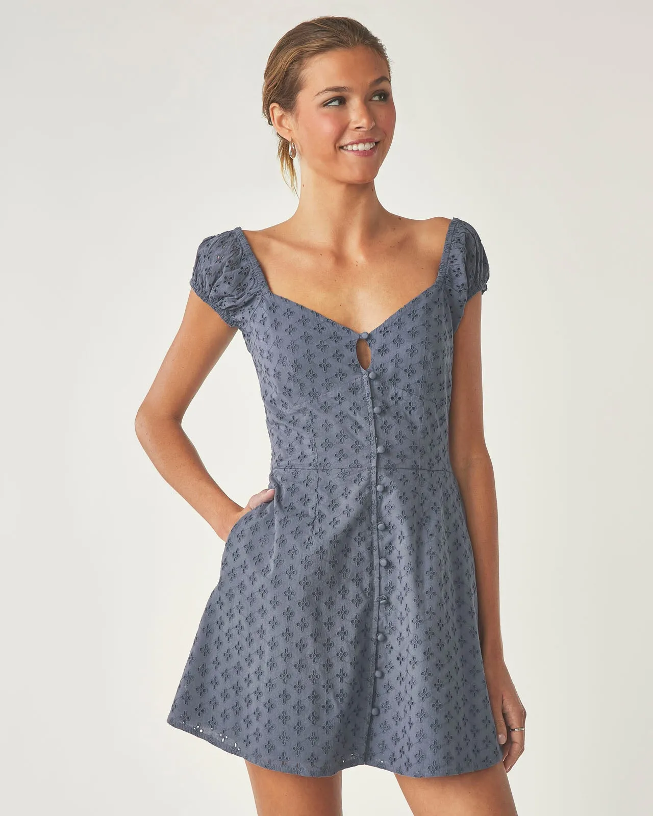 Over the Moon Capsleeve Eyelet Dress