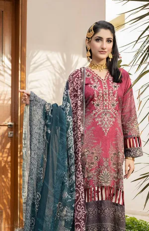 Printed Lawn with Embroidered Neckline Unstiched Pakistani Suit