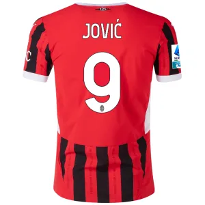 Puma AC Milan Authentic Luka Jović Home Jersey w/ Serie A Patch 24/25 (Puma Red/Puma Black)