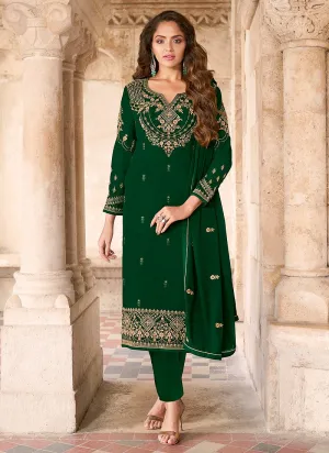 Salwar Kameez in Green with Resham & Thread Embroidery