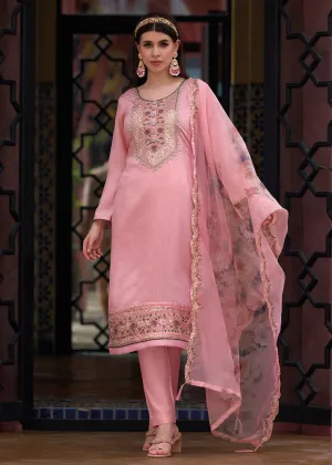 Viscose Silk Captivating Pink Wedding Festive Salwar Kameez